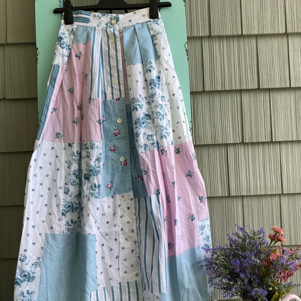 Midi patchwork vintage floral skirt boho retro unique